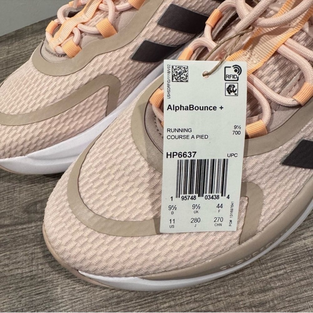 Adidas NWT Womens Alphabounce+ coral Sneakers Size 11 - Picture 3 of 8